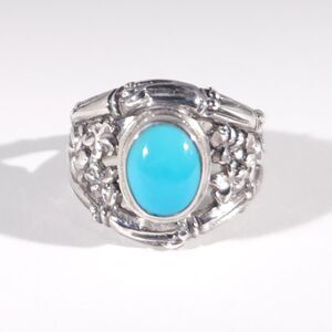 Bali Arizona Sleeping Beauty Turquoise Ring 925 Size 6.25
